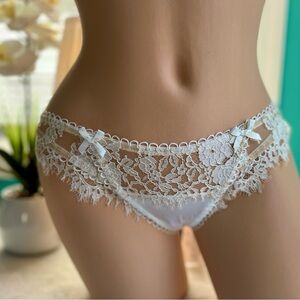 NWT For Love And Lemons XS Rosie Mesh Floral Lace Sexy Cheeky Panties White